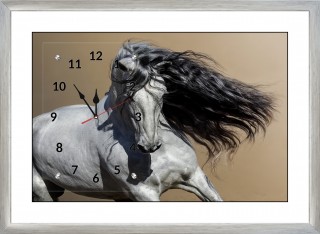 Часы-картина с паспарту в серебрянном багете 50х70 CAS(240)